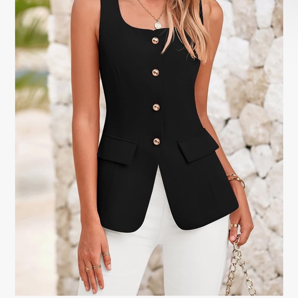 Elegant Black vest set with gold buttons